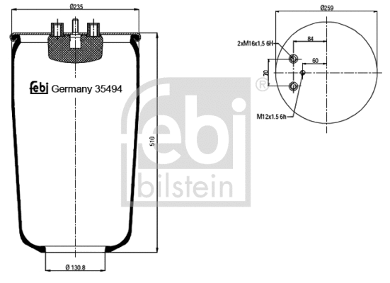 Bellow, air suspension (35494)