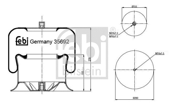 Bellow, air suspension (35692)