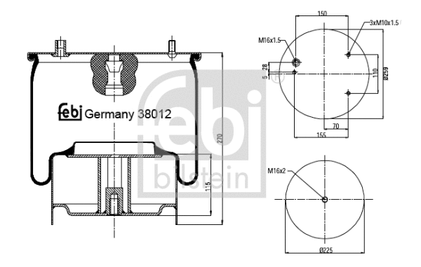 Bellow, air suspension (38012)