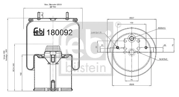 Bellow, air suspension (180092)
