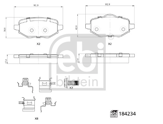 Brake Pad Set, disc brake (184234)