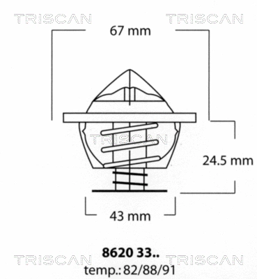Thermostat, coolant (8620 3382)