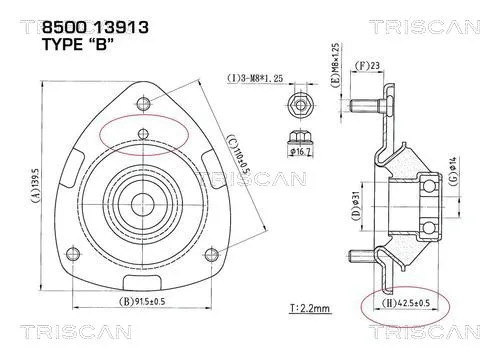 Suspension Strut Support Mount (8500 13913)