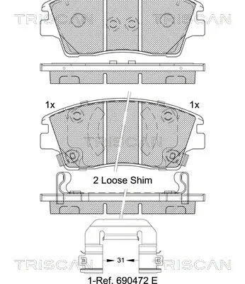 Brake Pad Set, disc brake (8110 43055)
