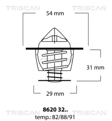 Thermostat, coolant (8620 3288)