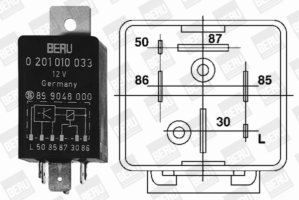 Relay, glow plug system
