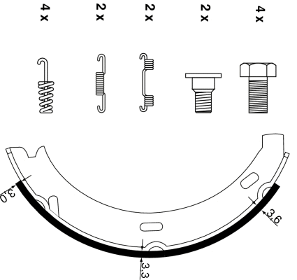 Brake Shoe Set, parking brake (H9440)
