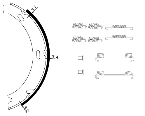 Brake Shoe Set, parking brake (H9435)