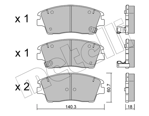 Brake Pad Set, disc brake (22-1164-0)