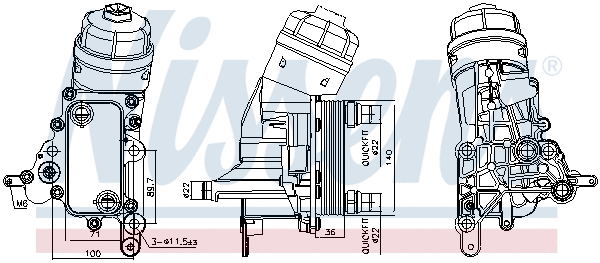 Oil Cooler, engine oil (91343)