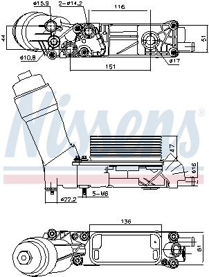 Oil Cooler, engine oil (91335)