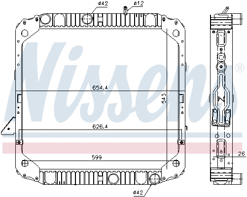 Radiator, engine cooling (62743)