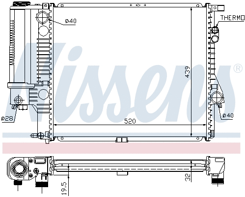 Radiator, engine cooling (60607A)