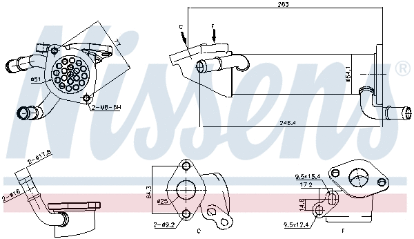 Cooler, exhaust gas recirculation (989282)
