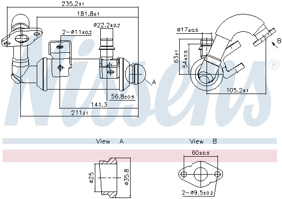 Cooler, exhaust gas recirculation (989405)