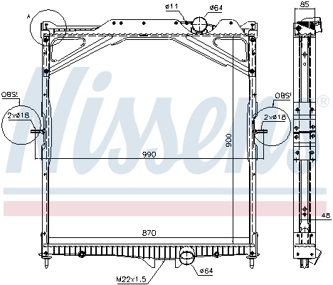 Radiator, engine cooling (65467A)