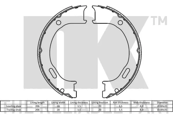 Brake Shoe Set, parking brake