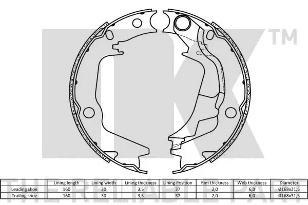 Brake Shoe Set, parking brake