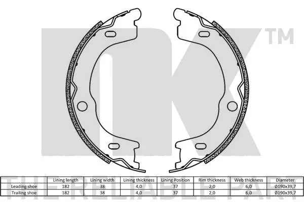 Brake Shoe Set, parking brake