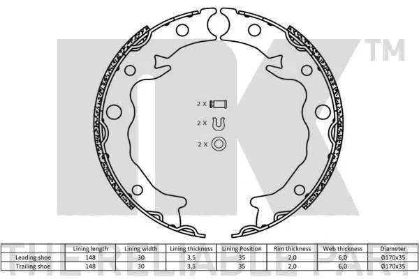 Brake Shoe Set, parking brake