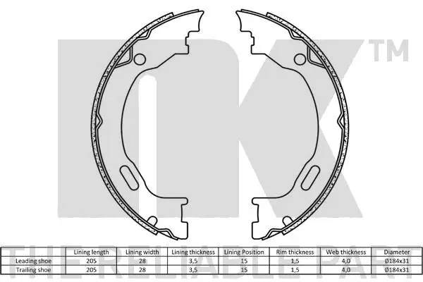 Brake Shoe Set, parking brake