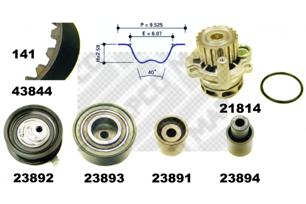 Water Pump & Timing Belt Kit (41844)