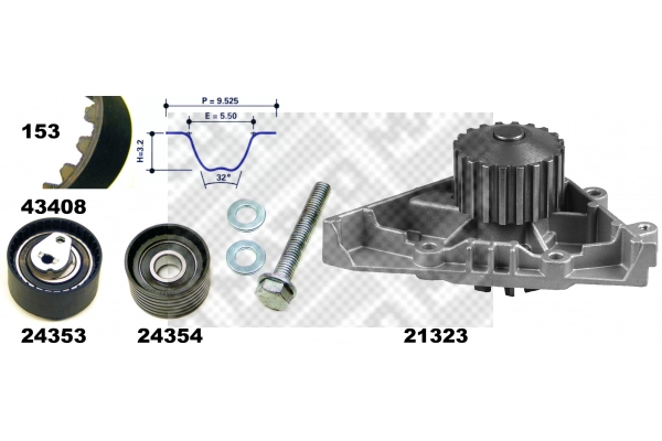 Water Pump & Timing Belt Kit (41408)