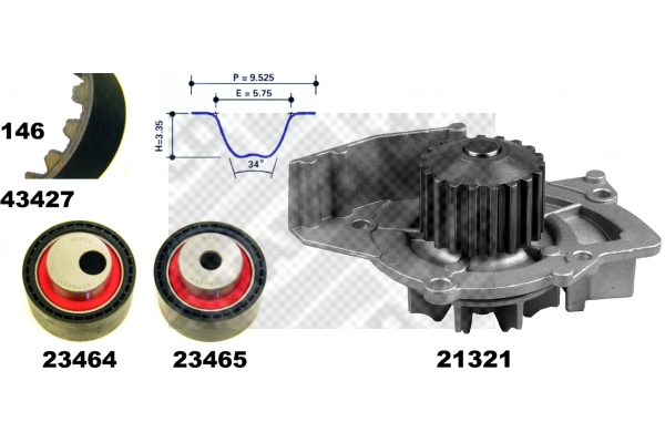 Water Pump & Timing Belt Kit (41427)