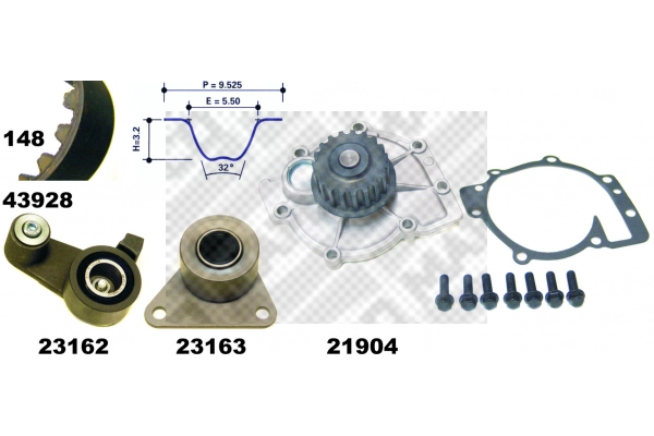 Water Pump & Timing Belt Kit (41928)