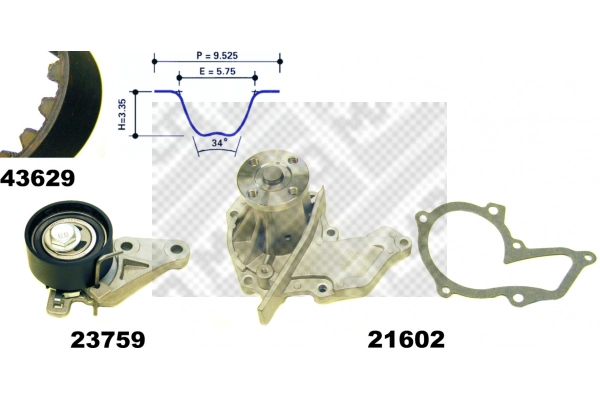 Water Pump & Timing Belt Kit (41629)
