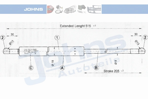 Gas Spring, boot/cargo area (38 09 95-91)