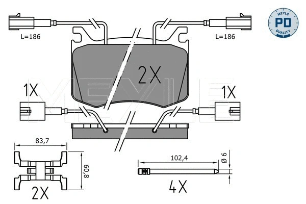 Brake Pad Set, disc brake (025 220 9115/PD)