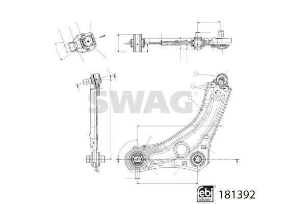 Control/Trailing Arm, wheel suspension
