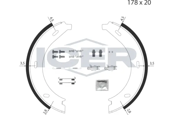 Brake Shoe Set, parking brake (79PB4017 C)